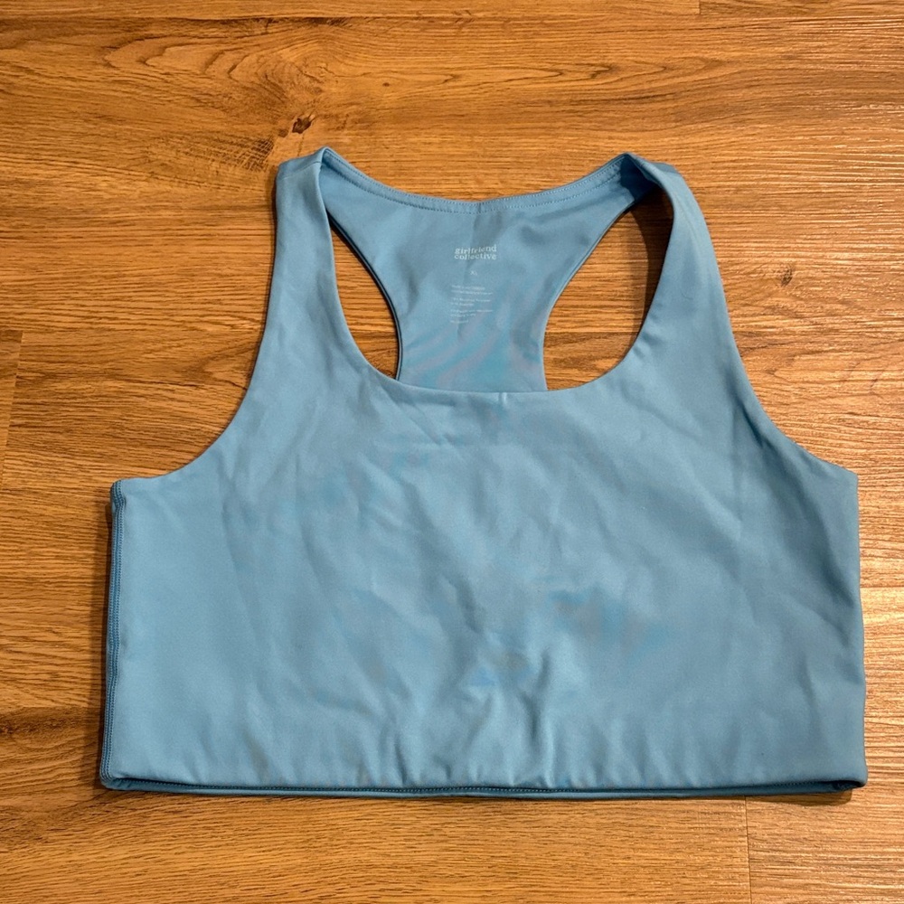 Girlfriend Collective Blue Longline Racerback Bra